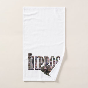 Hippos And Hippo Logo, Hand Towel