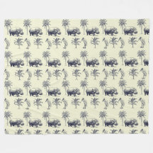Hippos and Marabus pattern on yellow background