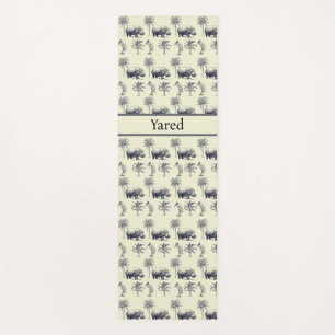 Hippos and Marabus  pattern on yellow background Yoga Mat