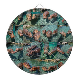 Hippos at Play: A Pond Paradise Dartboard