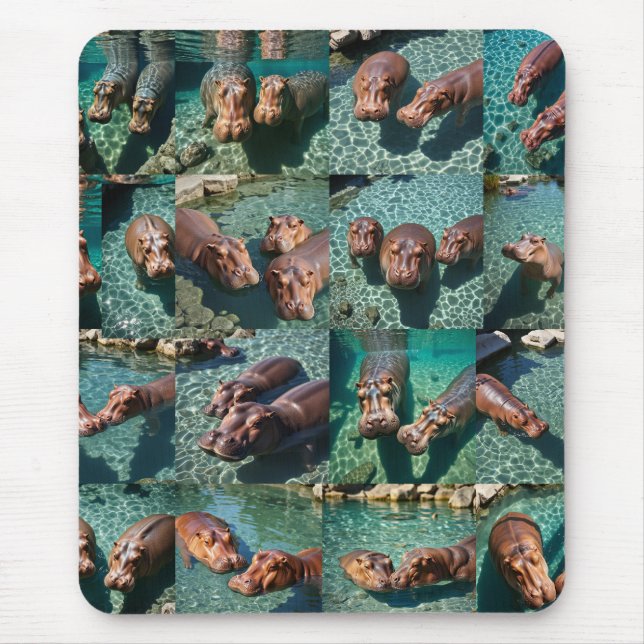 Hippos at Play: A Pond Paradise Mouse Mat (Front)