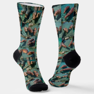 Hippos at Play: A Pond Paradise Socks