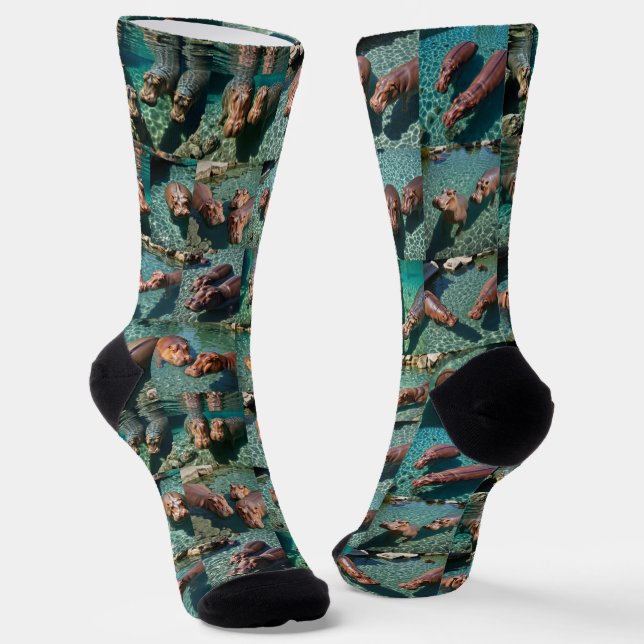 Hippos at Play: A Pond Paradise Socks (Angled)