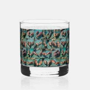 Hippos at Play: A Pond Paradise Whiskey Glass