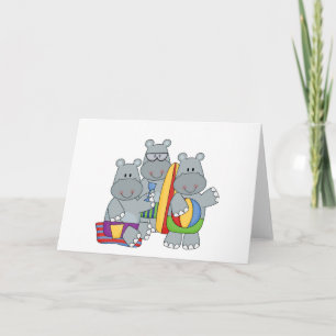 Hippos at the Beach Tshirts and Gifts Card