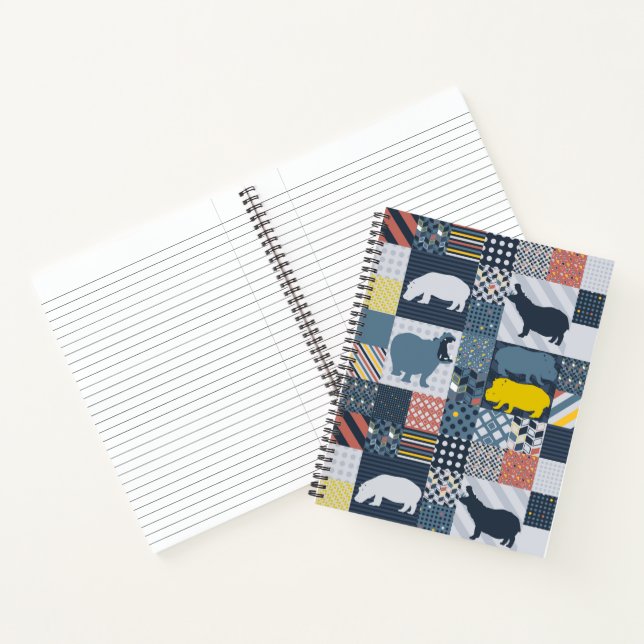 Hippos Faux Quilt Notebook (Inside)