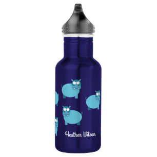 Hippos Kids Hippopotamus Water Bottle with Name