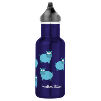 Hippos Kids Hippopotamus Water Bottle with Name