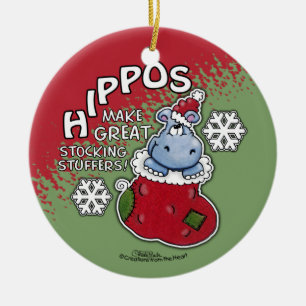 Hippos Make GREAT Stocking Stuffers Ceramic Tree Decoration