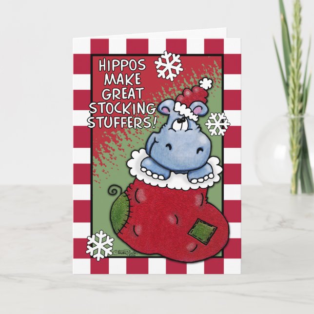 Hippos Make GREAT Stocking Stuffers Holiday Card (Front)