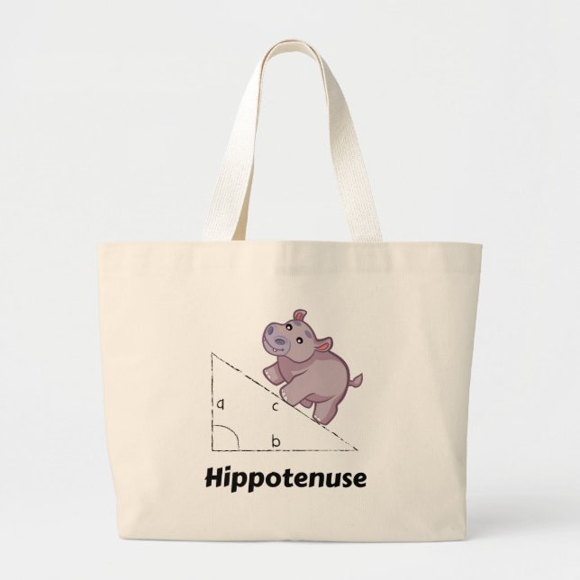 Hippotenuse Funny Math Large Tote Bag (Front)