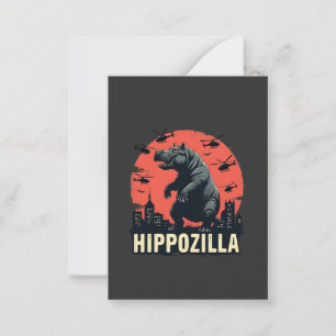 Hippozilla Spooky Moo Deng Hippo Halloween Card