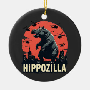 Hippozilla Spooky Moo Deng Hippo Halloween Ceramic Tree Decoration