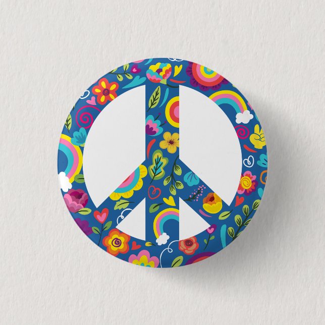 Hippy 60s Boho Peace Sign 3 Cm Round Badge (Front)