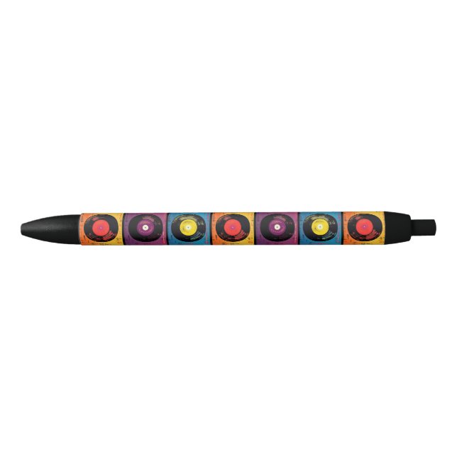 Hippy 60s Boho Peace Sign Black Ink Pen (Front)