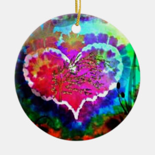 Hippy at Heart Rainbow Tie Dye gift collection Ceramic Tree Decoration