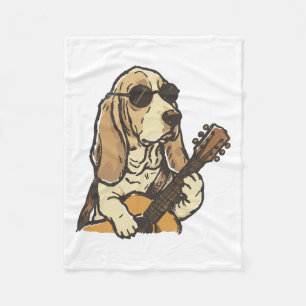 Hippy Beagle Guitar Dog Music Lover Fleece Blanket