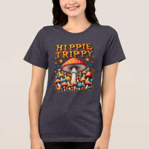 Hippy Boho Mushroom Peace Trippy Tri-Blend Shirt