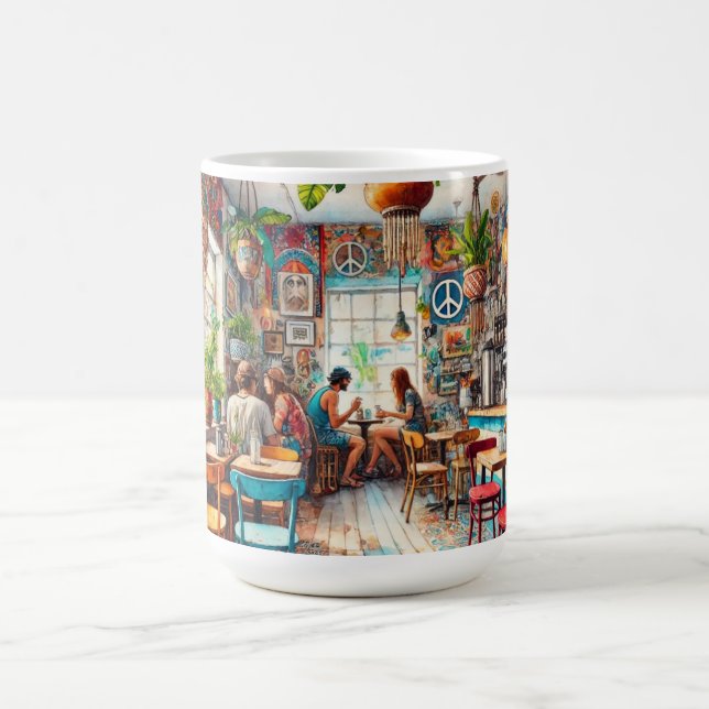 Hippy Cafe in Miami Watercolor Coffee Mug (Center)