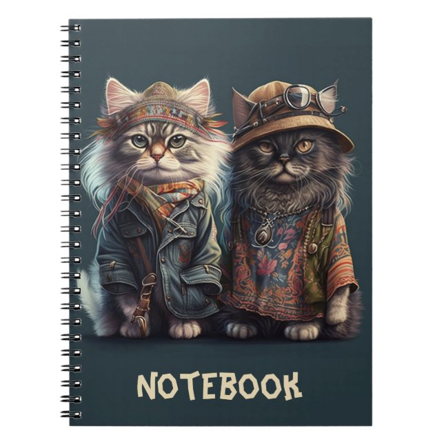 Hippy Cat Spiral Photo Notebook (Front)