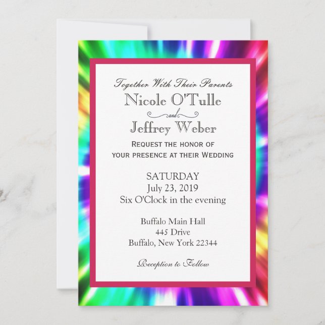 Hippy Chic Tie Dye Tye Die Wedding Invitation (Front)