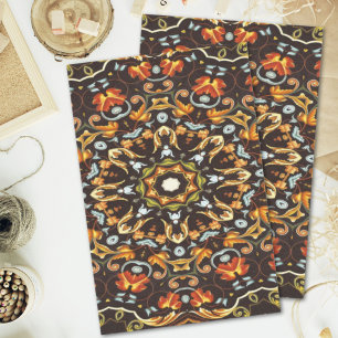 Hippy Chic Zendala orange leaves floral mandala Tissue Paper