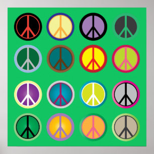 Hippy colourful peace sign retro 60s