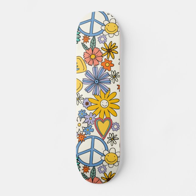 Hippy Floral Style Skateboard (Front)