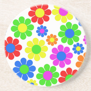 Hippy Flower Collage Coaster