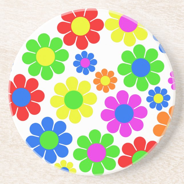 Hippy Flower Collage Coaster (Front)