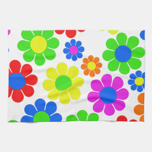 Hippy Flower Collage Tea Towel