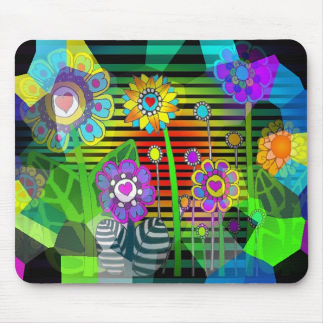 Hippy Flowers Mouse Mat (Front)