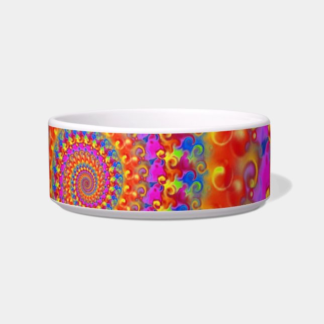 Hippy Fractal Pattern Pink Turquoise & Yellow Bowl (Front)