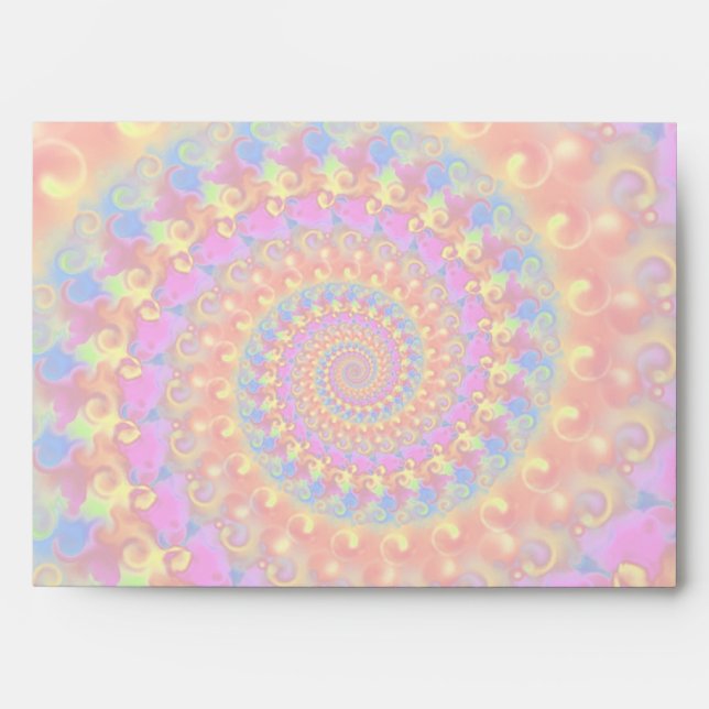 Hippy Fractal Pattern Pink Turquoise & Yellow Envelopes (Front)