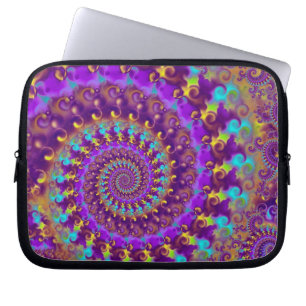 Hippy Fractal Pattern Purple Turquoise & Yellow Laptop Sleeve