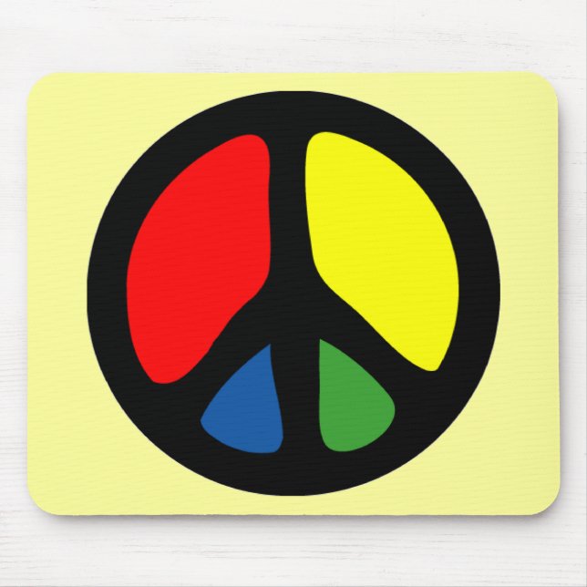 Hippy Groovy Peace Symbol Mouse Mat (Front)