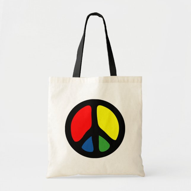 Hippy Groovy Peace Symbol Tote Bag (Front)