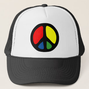 Hippy Groovy Peace Symbol Trucker Hat