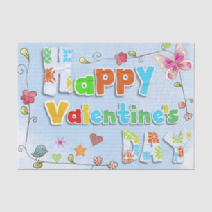 Hippy Groovy Style Happy Valentine's Day Tissue Paper
