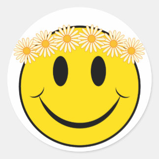 Hippy Happy Face Classic Round Sticker