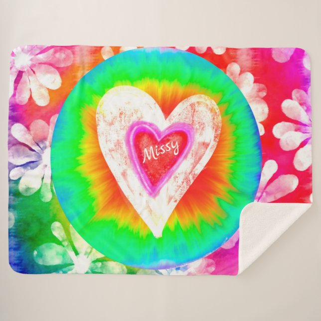 Hippy Heart Sherpa Blanket (Front (Horizontal))