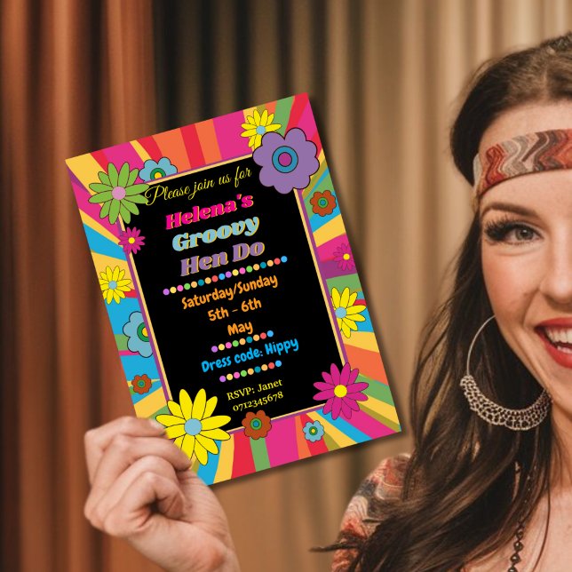 Hippy Hen do Bachelorette party hens weekend Invitation (Creator Uploaded)