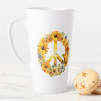 Hippy Hippy Sunflower Peace Sign Latte Mug