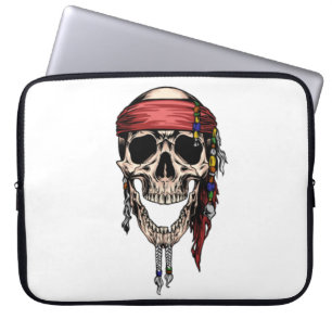 Hippy Jolly Roger Skull Laptop Sleeve