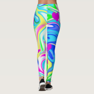 Hippy Love Hearts Bubblegum Marble, Leggings