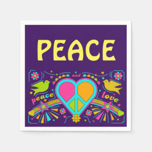 Hippy Peace flower child dinner party Napkin
