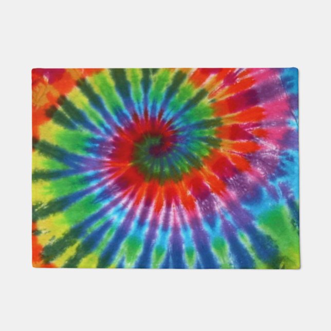 Hippy Peace Retro 60s Tie Dye Doormat (Front)