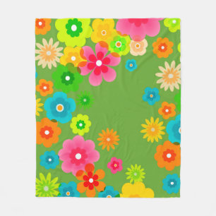 Hippy Peace Retro Colourful Boho Chic Fleece Blanket