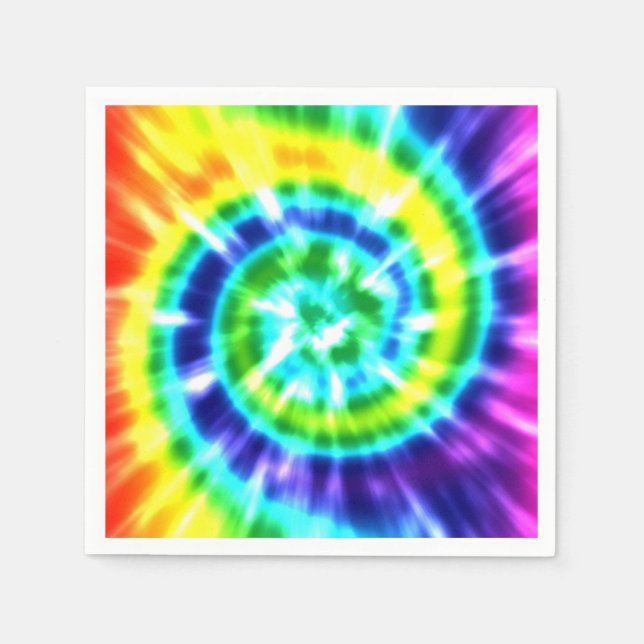 Hippy Peace Retro Tie Dye Colourful Boho Napkin (Front)