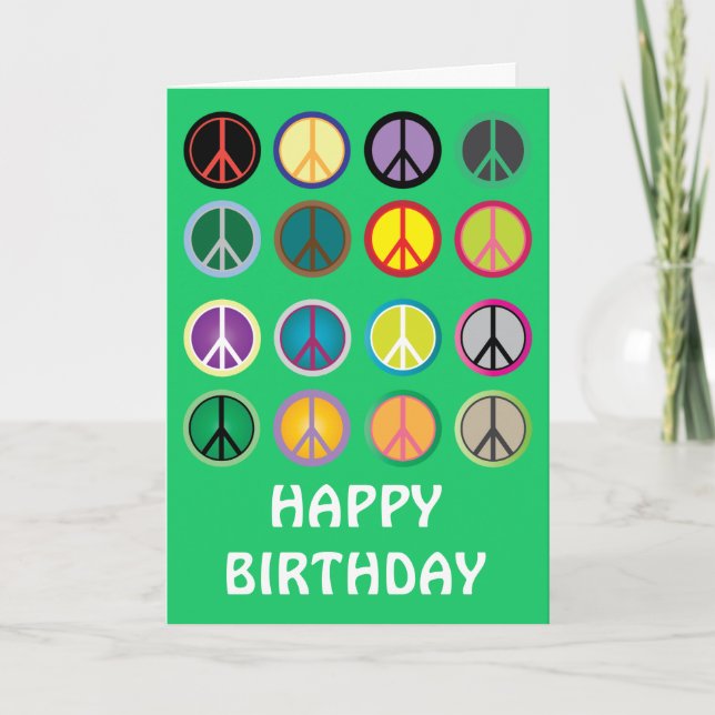 Hippy peace sign 60s birthday card (Front)